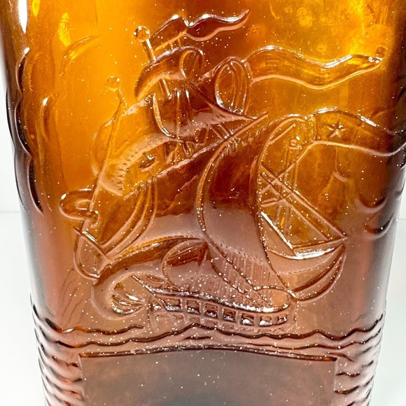 Vintage Schenley's Flask Brown Glass Schooner Sail Ship Embossed 1964 - Picture 5 of 9